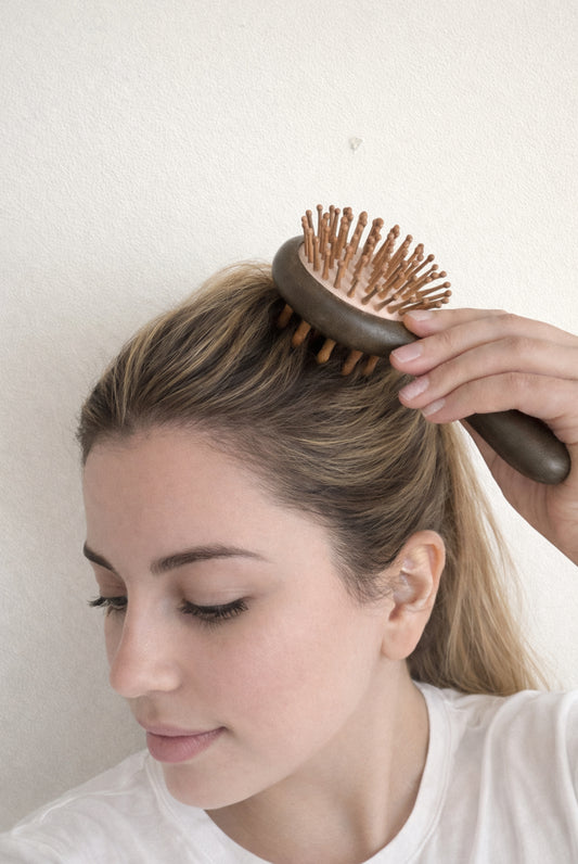 2-in-1 Haarbürste mit Kopfhautmassagebürste aus Sandelholz
