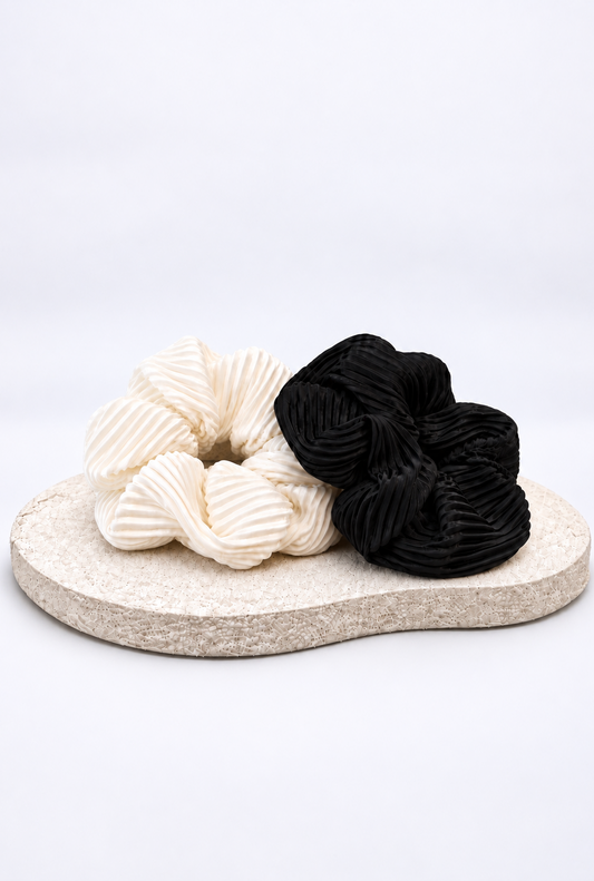 Satin Scrunchies – Black & White | 2er Set